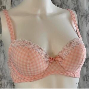 Retro pink plaid bra 34C